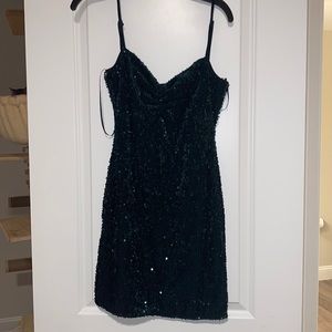 Zara Basic Dark Green Sequin Dress